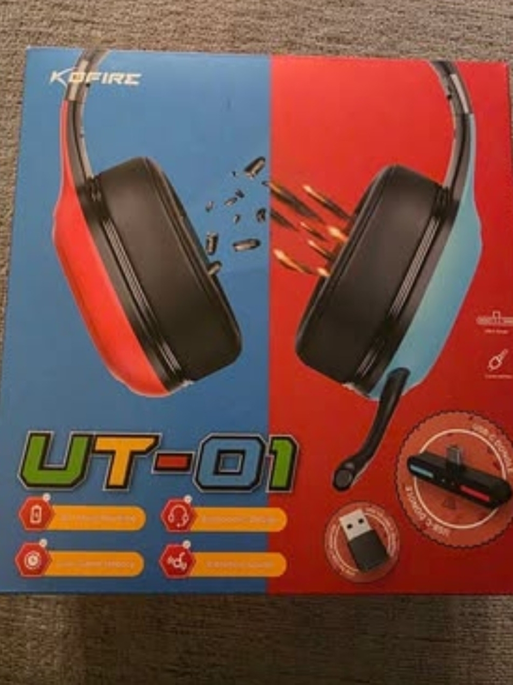 UT-01 Red & Blue Wireless Gaming Headset For Nintendo Switch
